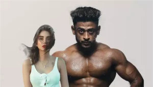 A man and woman standing