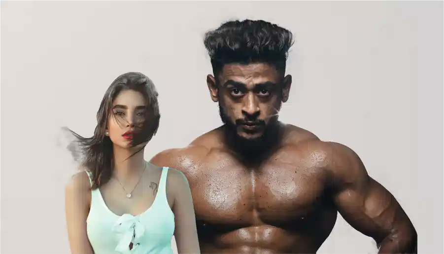 A man and woman standing